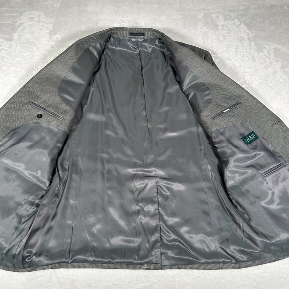 Lauren Ralph Lauren Blazer Men Size 48L Gray Herringbone 2-Button Classic Jacket - Picture 6 of 10